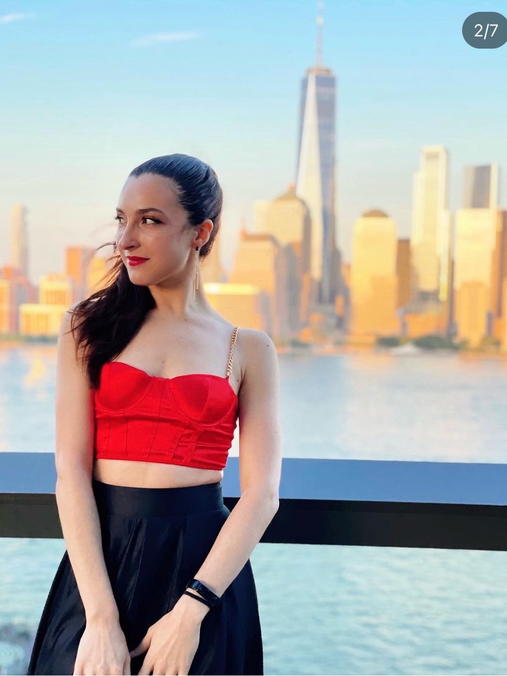 Red Chain-Strap Bustier Crop Top - Women